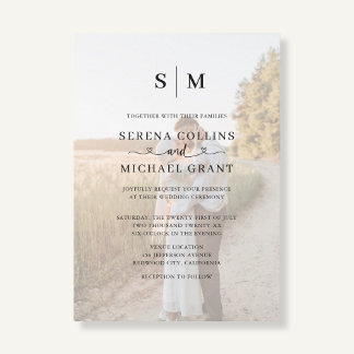 Photo Heart Script QR Code Wedding Kaart