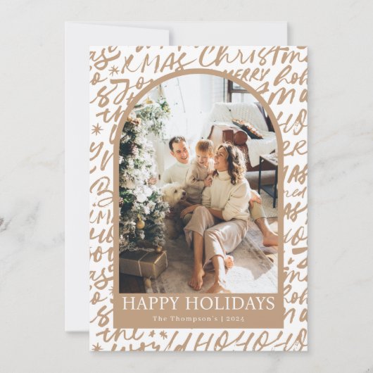 Photo Holiday Card, Modern Christmas Card Kaart (Voorkant)