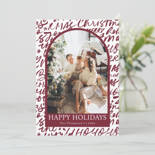 Photo Holiday Card, Modern Christmas Card Kaart (Staand voorkant)