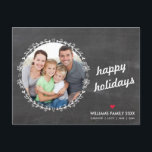 PHOTO HOLIDAY chalkboard rustic handdrawn sketch Feestdagenkaart<br><div class="desc">Stuur een extra speciaal bericht met stijl en pizza dit jaar... Gepersonaliseerd met uw gegevens en foto's mijn moderne vakantie producten zijn zeker te onderscheiden van de vlaag van de groeten uw vrienden en familie zal dit seizoen ontvangen en zal een speciaal aandenken dat zal worden gekoesterd lang nadat het...</div>