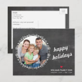 PHOTO HOLIDAY chalkboard rustic handdrawn sketch Feestdagenkaart (Voorkant / Achterkant)