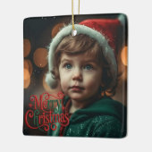 Photo Holiday Elegant Soft Merry Christmas Party Keramisch Ornament (Links)