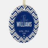 PHOTO HOLIDAY ORNAMENT chevron glitter Silver navy (Rechts)