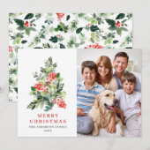 PHOTO Holly Berry-kerstboomgroet Feestdagenkaart (Voorkant / Achterkant)