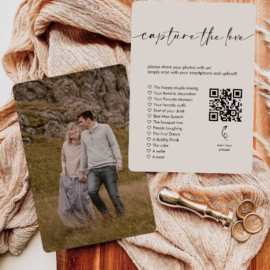 Photo Hunt I Spy Wedding spel Capture the Love QR Kaart
