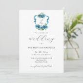 Photo Hydrangea Wedding Monogram Invitations Kaart (Staand voorkant)