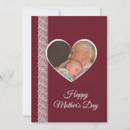 Photo inside Heart image with lace border Kaart