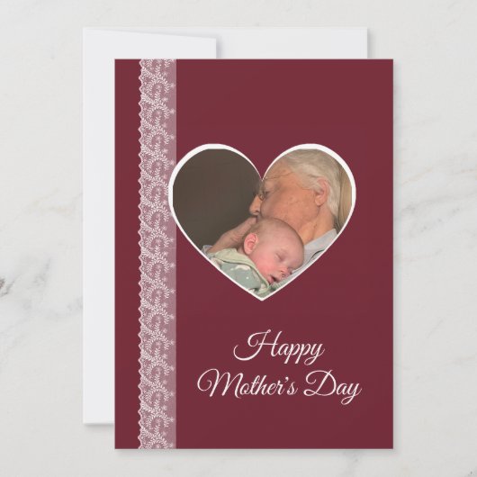 Photo inside Heart image with lace border Kaart (Voorkant)