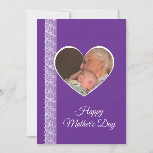 Photo inside Heart image with lace border Kaart (Voorkant)