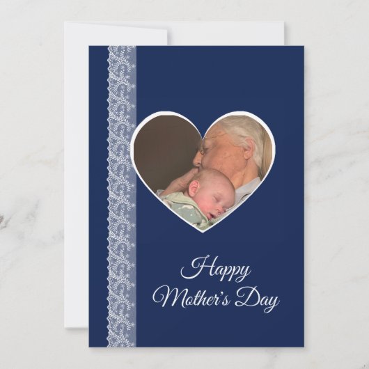 Photo inside Heart image with lace border Kaart (Voorkant)