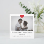 Photo Instant with Heart Engaged Couple Wedding Save The Date (Staand voorkant)
