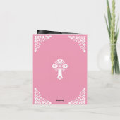 Photo Invitation For Christening Cross Rose Pink Feestdagen Kaart (Achterkant)