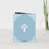 Photo Invitation For Christening Cross Sky Blue Feestdagen Kaart (Achterkant)