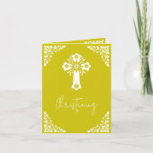 Photo Invitation For Christening Cross Yellow Feestdagen Kaart (Voorkant)