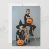 Photo Jack O’Lantern Hat Floral Halloween Card Feestdagenkaart (Achterkant)