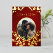 Photo  Jewel Tone Floral Wedding  Folie Uitnodiging (Staand Voorkant)