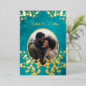 Photo  Jewel Tone Floral Wedding  Folie Uitnodiging (Staand Voorkant)