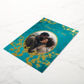 Photo  Jewel Tone Floral Wedding  Folie Uitnodiging (Gedraaid)