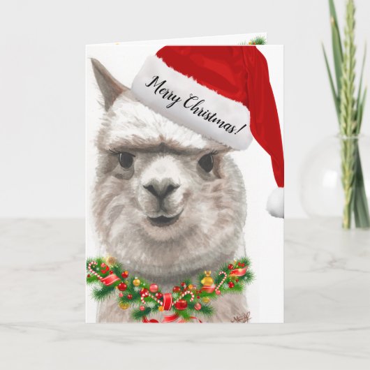PHOTO-kerstKaart Alpaca Smile personaliseren Feestdagen Kaart (Voorkant)