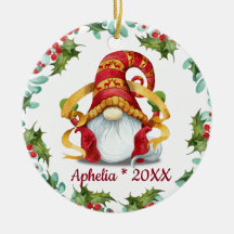 PHOTO Kerstmis Gnomes Holly Berry Wreath Holiday