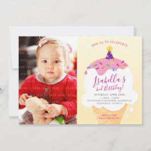 PHOTO KINDER PARTIJ INVITE retro-ijsje Kaart