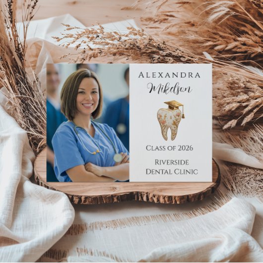 Photo Kintsugi Floral Tooth Graduation Party Aankondiging