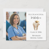 Photo Kintsugi Floral Tooth Graduation Party Aankondiging (Voorkant)