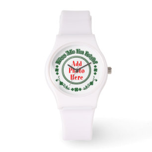PHOTO Kiss Ik ben Iers - Groene Cirkel Horloge
