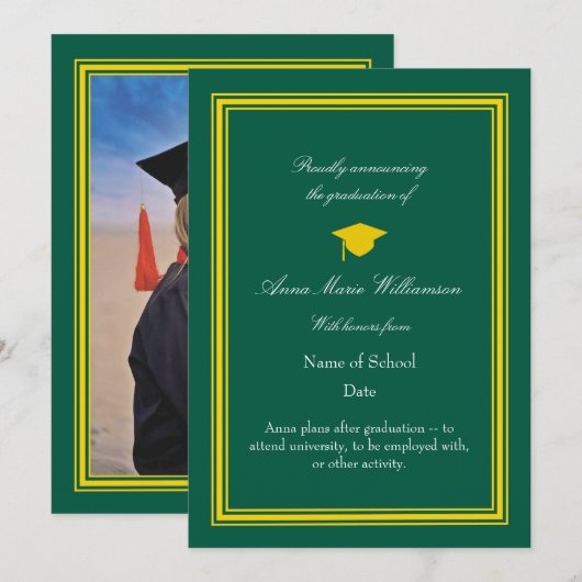 Photo - Lime Green Proudly Announcing Graduation Kaart (Voorkant / Achterkant)