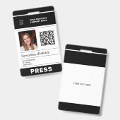 Photo logo QR CODE press pass ID Badge (Voor- en achterkant)