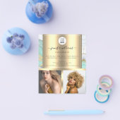 Photo Logo QR Code Promotional Gold Green Marble Flyer (Enkel)