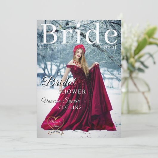 Photo Magazine Cover Bridal Shower Kaart (Staand voorkant)