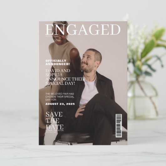 Photo Magazine cover bruiloft save the date Kaart (Staand voorkant)