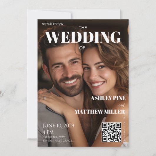 Photo Magazine Hoesje Krant Unieke Bruiloft Kaart (Voorkant)