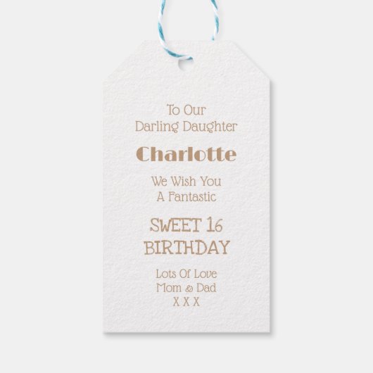 Photo Magazine Hoesje | Sweet 16 Verjaardag Naam Cadeaulabel (Achterkant)