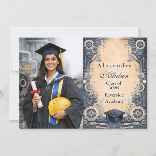 Photo Mechanical Engineer Graduation Aankondiging (Voorkant)