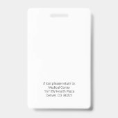 Photo Medical Kantoor ID Badge (Back)