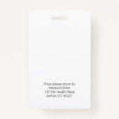 Photo Medical Kantoor ID Badge (Achterkant)