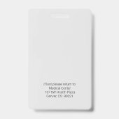 Photo Medical Kantoor ID Badge (Back)