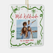 Photo Mele Kalikimaka Red Green Doodles Christmas Keramisch Ornament (Rechts)