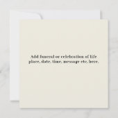 Photo Memorial Kaart (Achterkant)