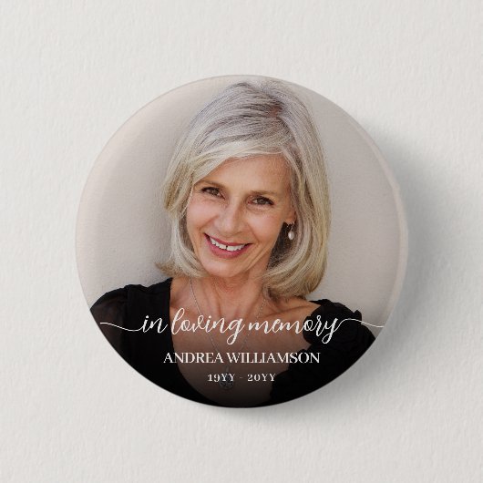 Photo Memorial Tribute In Loving Memory  Ronde Button 5,7 Cm (Voorkant)