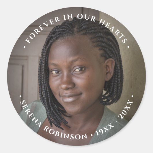 Photo Memorial Tribute Ronde Sticker (Voorkant)
