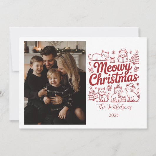 Photo Meowy Christmas Party Feestdagenkaart (Voorkant)