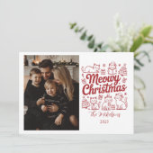 Photo Meowy Christmas Party Feestdagenkaart (Staand voorkant)
