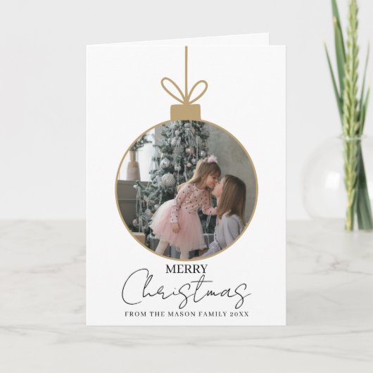photo Merry Christmas bauble Photo Card Kaart (Voorkant)