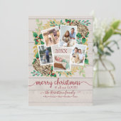 PHOTO Merry Kerstmis Greenery Wreate Waterverf Feestdagenkaart (Staand voorkant)