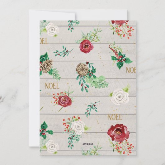 PHOTO Merry Kerstmis Greenery Wreate Waterverf Feestdagenkaart (Achterkant)