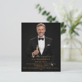 Photo milestone birthday gold invitation (Staand voorkant)