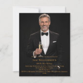 Photo milestone birthday gold invitation (Voorkant)